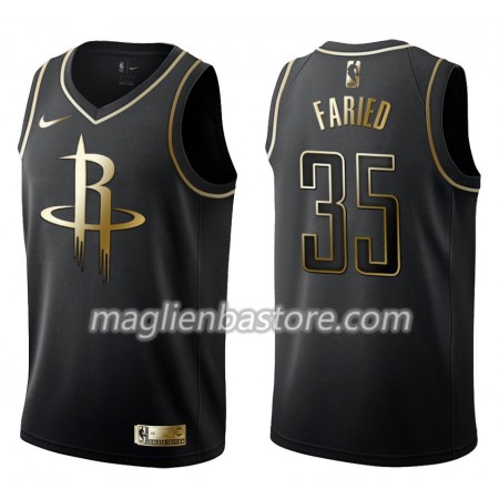 Maglia NBA Houston Rockets Kenneth Faried 35 Nike Nero Golden Edition Swingman - Uomo